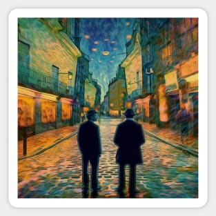 Starry Night in the City: An Impressionistic Urban Landscape Sticker